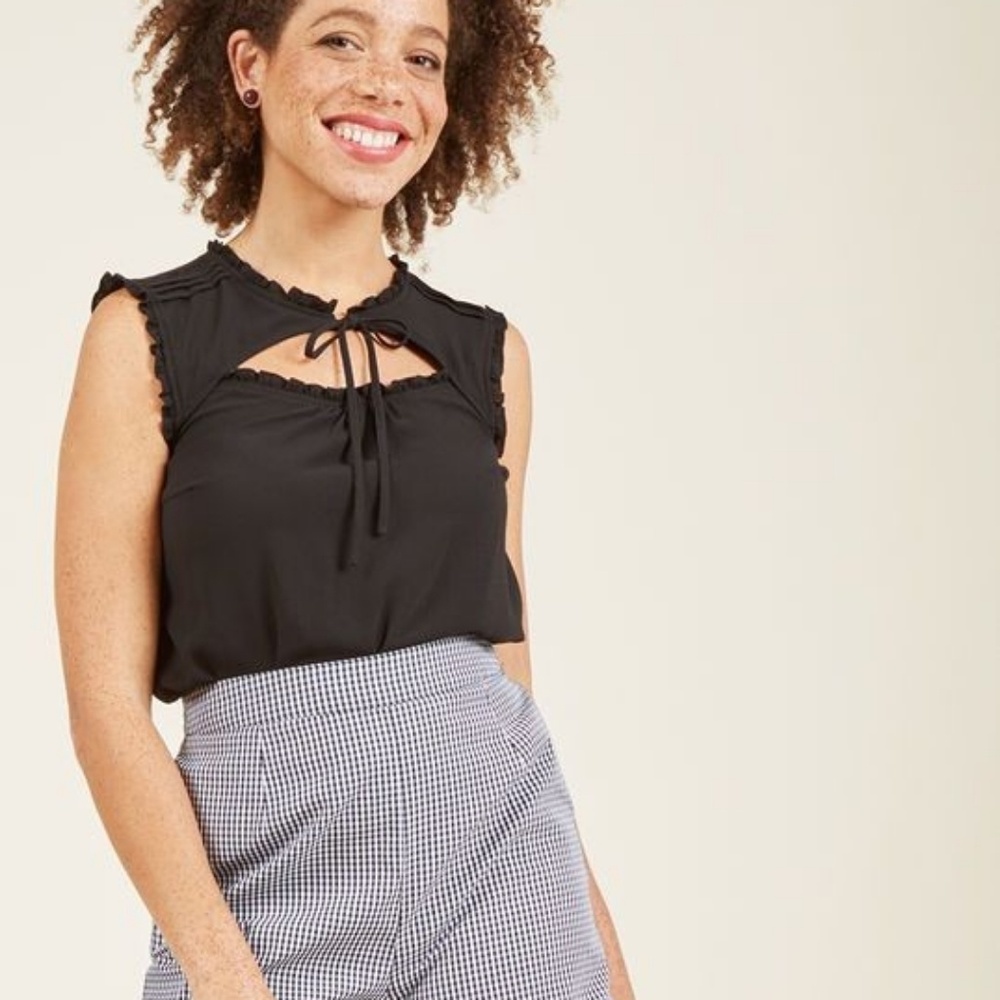 Modcloth Ruffled Cutout Sleeveless Top